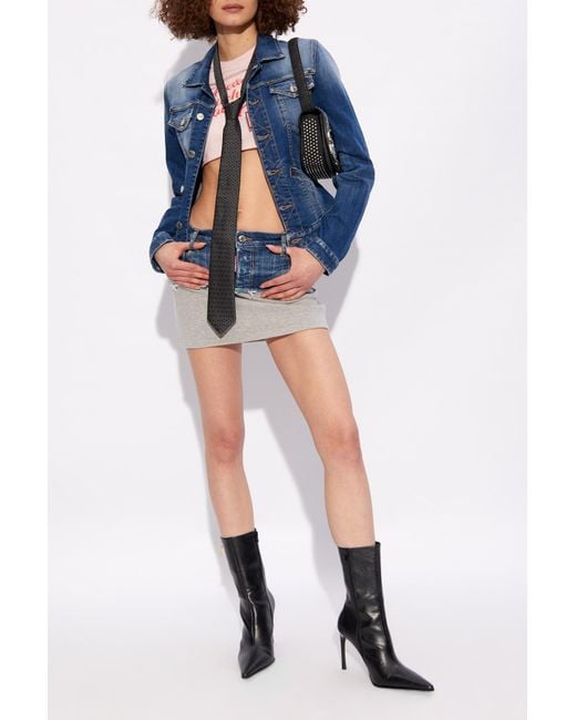DSquared² Blue Hybrid Panelled Mini Skirt