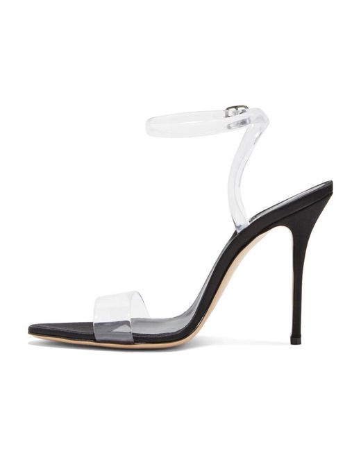 Casadei White Sue Ankle-Strap Heeled Sandals