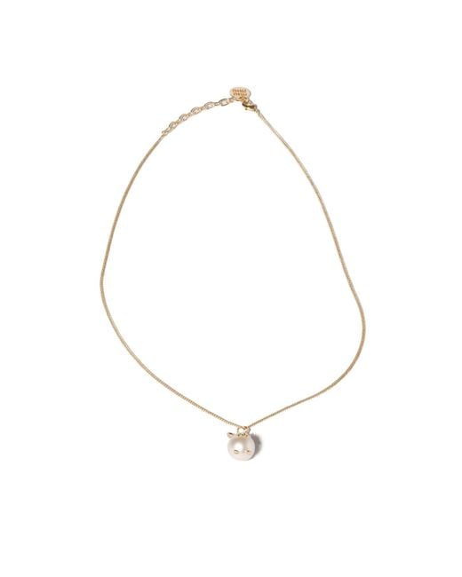 Miu Miu White Metal Necklace With Pendant