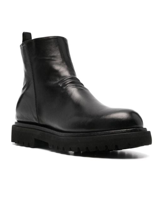 Officine Creative Black Side Zipper Booties for men