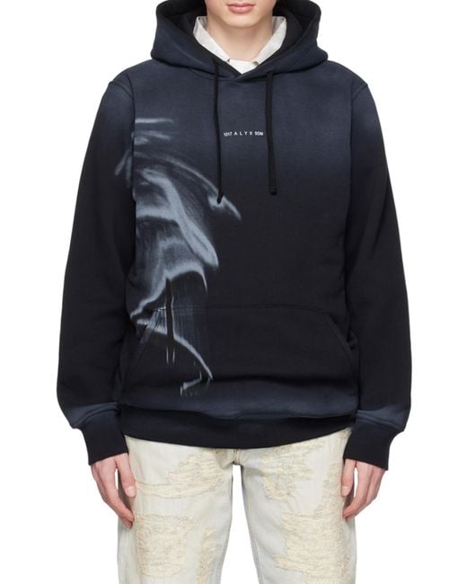 1017 ALYX 9SM Blue Logo-Print Wave Hoodie for men