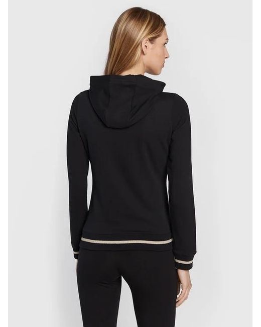 EA7 Black Logo Hooded Casual Coat
