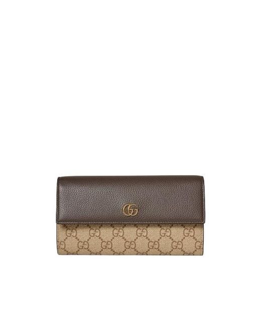 Gucci Brown Bi-Color Gg Marmont Continental Wallet