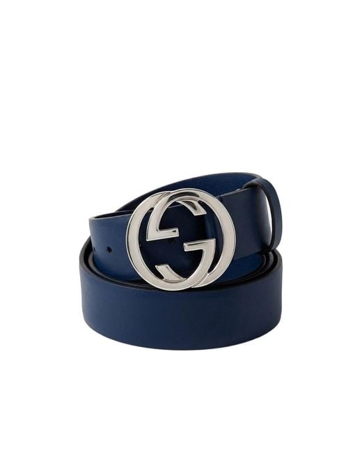 Gucci Blue Double G Buckle Belt for men