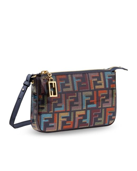 Fendi White Baguette Ff Printed Pouch