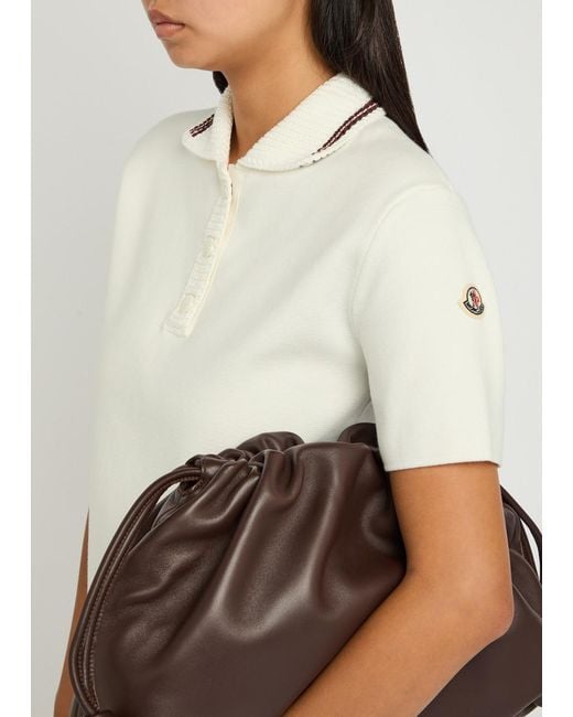 Moncler White Knit-Trim Cotton Polo Shirt