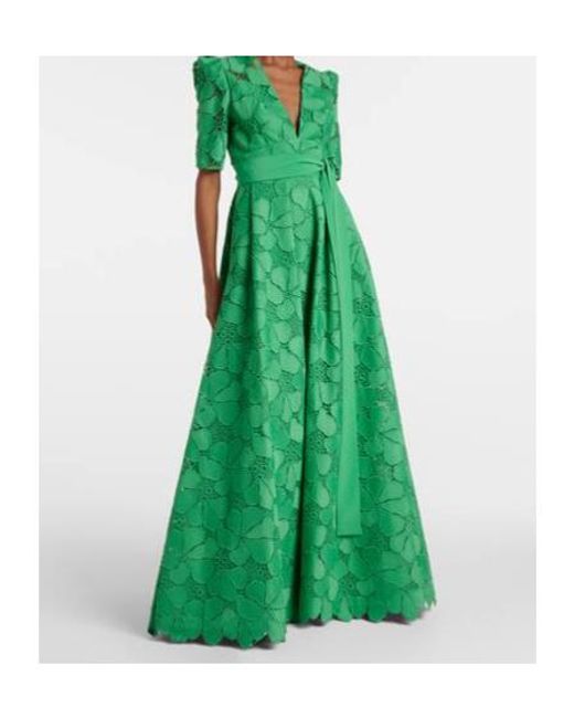 Elie Saab Green Deep V-Neck Evening Dress