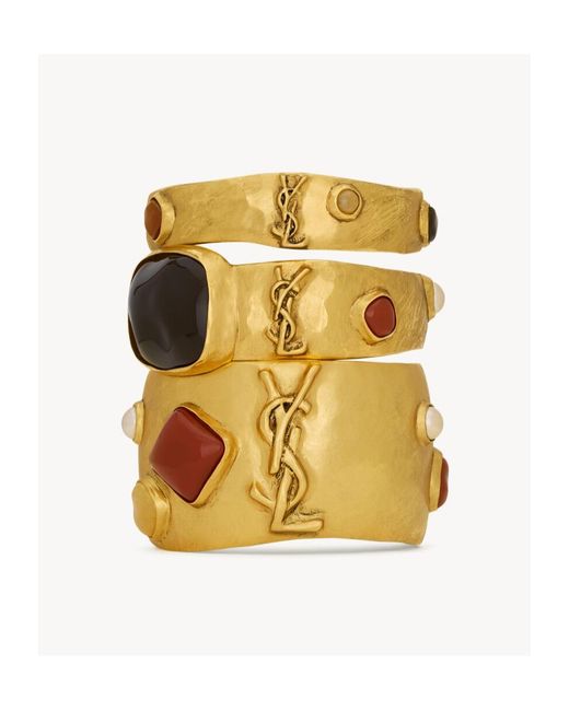 Saint Laurent Metallic Cassandre Cabochon Bangles