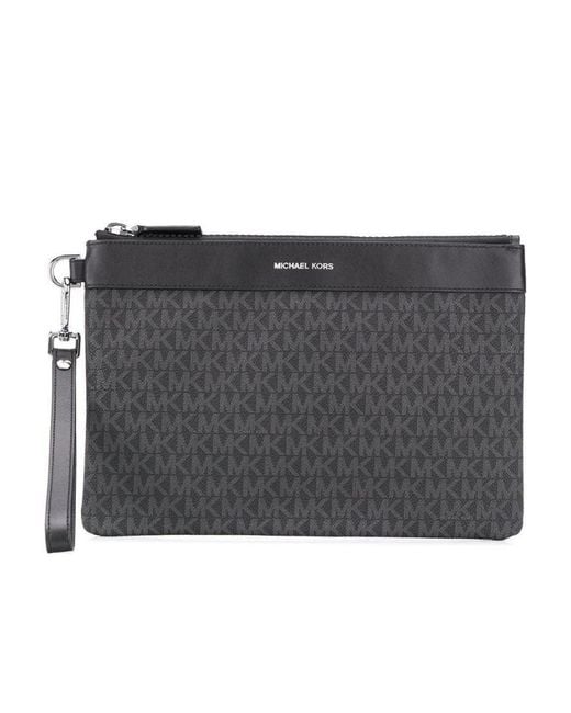 Michael Kors Gray Monogram Zipped Travel Pouch for men