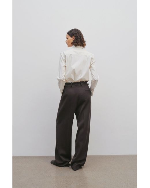 The Row Gray Belt-Loop Wool Casual Pants
