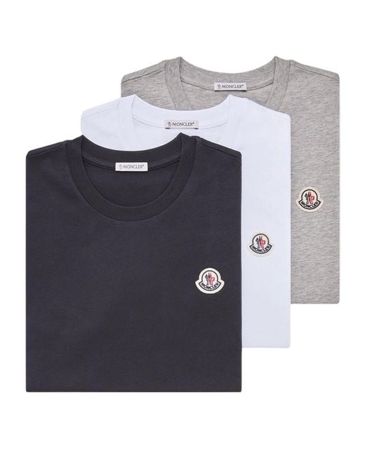 Moncler Blue Logo Patch Three-Pack Of T-Shirts
