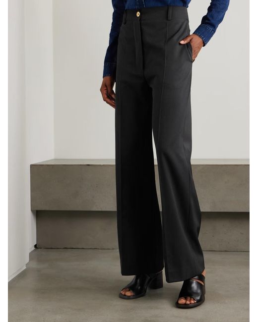 Patou Black Wide-Leg Casual Pants