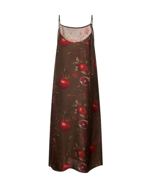 Uma Wang Brown Printed Viscose And Cupro Anaya Dress