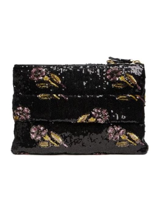 LaDoubleJ Black Ruffle Clutch Bag