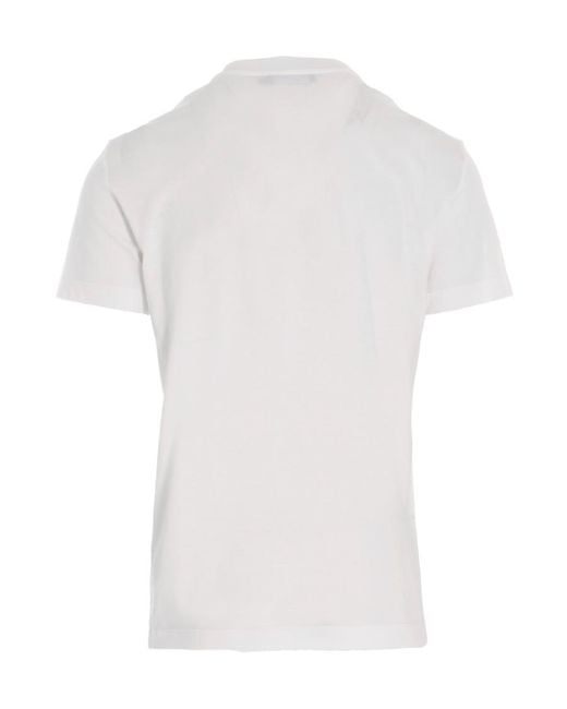 Dolce & Gabbana White Logo Embroidered Crewneck T-Shirt for men