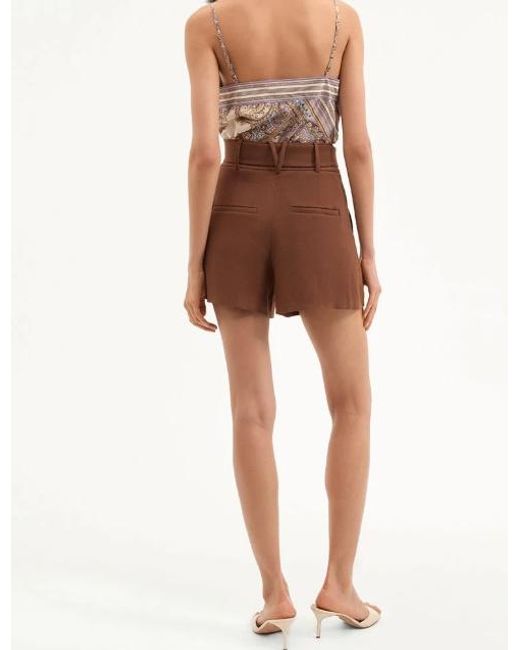 Veronica Beard Brown Piper Stretch-Linen Short