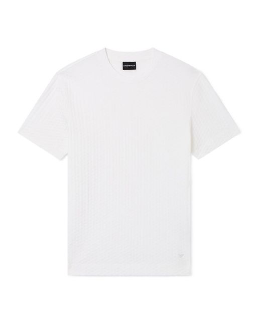 Emporio Armani White Textured T-Shirt for men