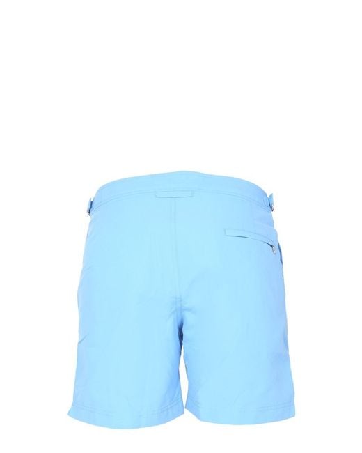 Orlebar Brown Blue Logo-Patch Swim Shorts for men