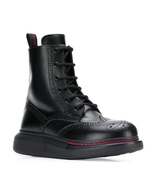 McQueen Black Hybrid Lace-Up Ankle Boots