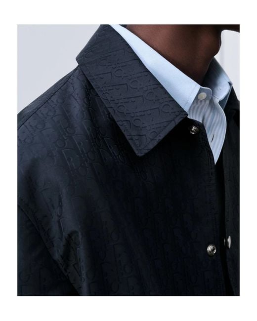 Dior Blue Monogram Button-Up Jacket for men