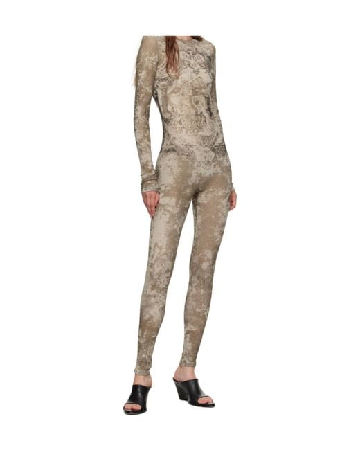 Jean Paul Gaultier Natural Médaillon Mesh Jumpsuit
