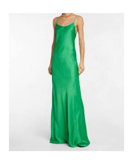 Victoria Beckham Green Satin Dress