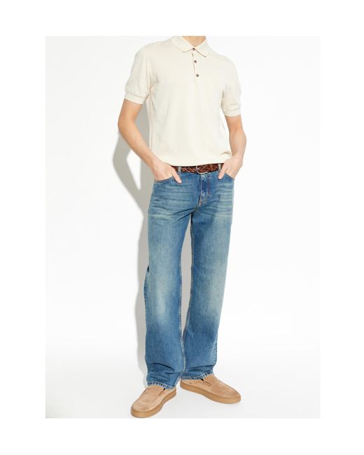 Etro Blue Straight-Leg Logo Jeans for men