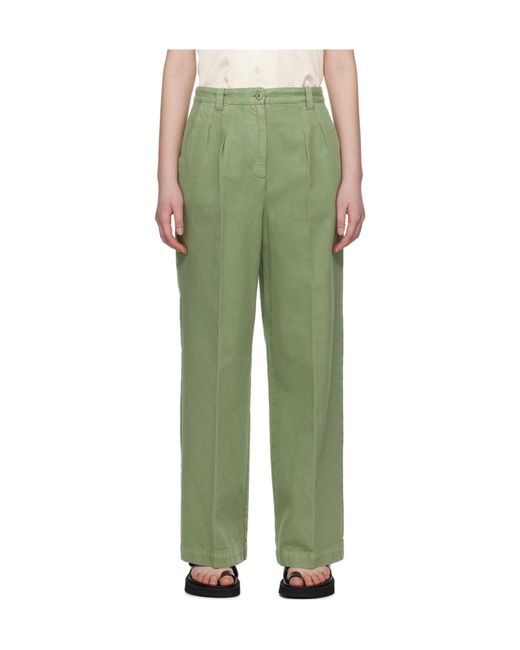 A.P.C. Green Khaki Tressie Trousers