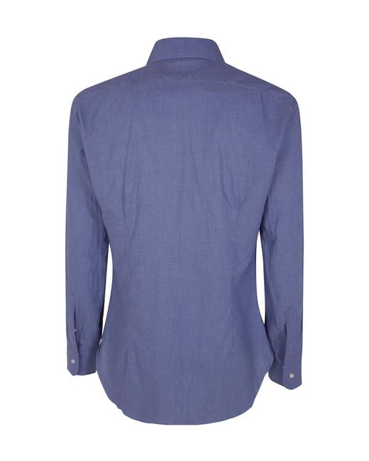Barba Napoli Blue Chevron Classic Shirt for men