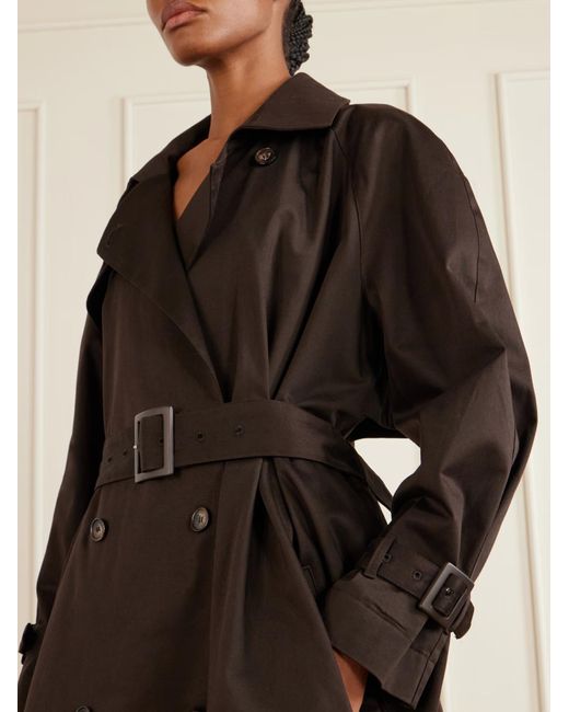 Nour Hammour Black Double-Breasted Trench Coat