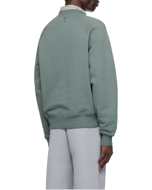 AMI Green Logo Printed Crewneck Sweatshirt for men