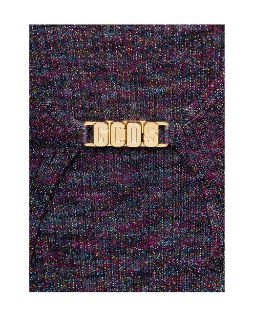Gcds Blue Glittered V-Neck Cardigan
