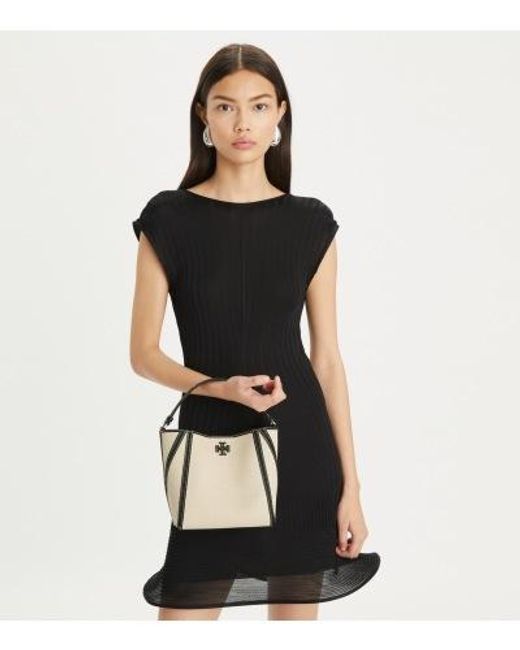 Tory Burch Natural Small Mcgraw Canvas Bucket Bag