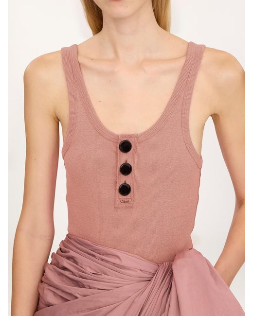 Chloé Pink Cut-Out Cotton Top