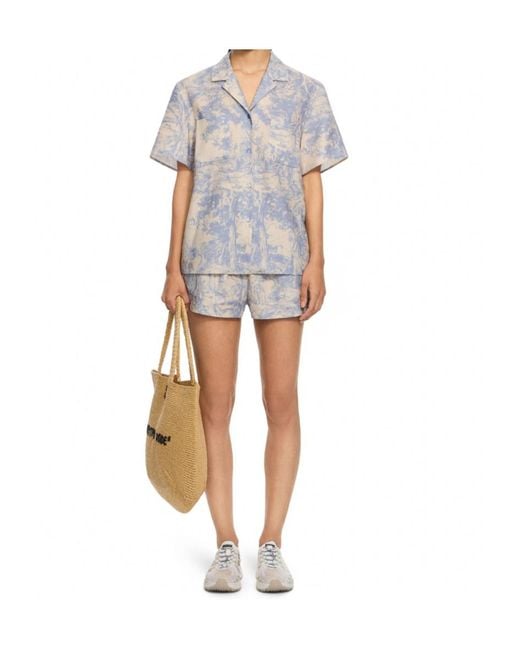 Off-White c/o Virgil Abloh Gray City Nature Linen Ss Pajama Shirt