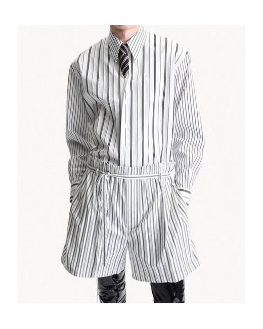 Saint Laurent White Vertical-Stripe Long-Sleeve Shirt for men