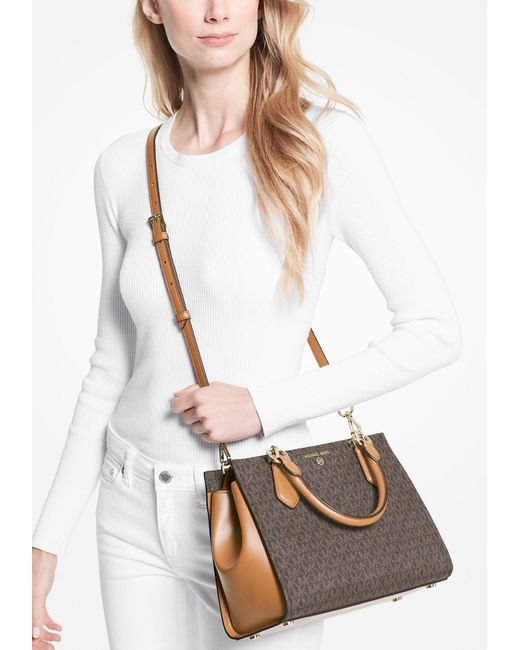 MICHAEL Michael Kors Brown Marilyn Medium Logo Satchel Bag