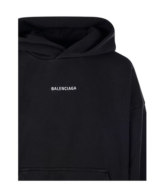Balenciaga Black Logo Embroidered Medium-Fit Hoodie