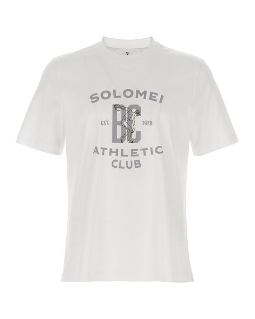 Brunello Cucinelli White Printed T-Shirt for men
