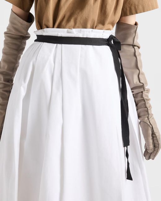 Prada White Belted Midi Skirt