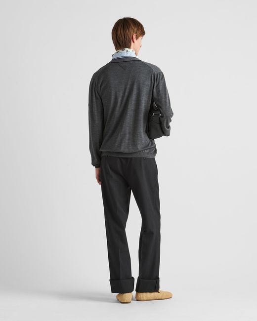 Prada Gray Wool Cardigan for men
