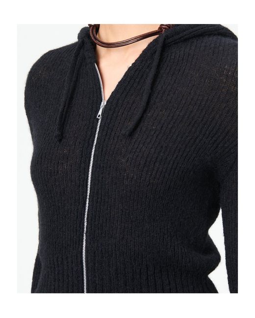 Our Legacy Black Compact Hood Knitted Zip-Up Cardigan