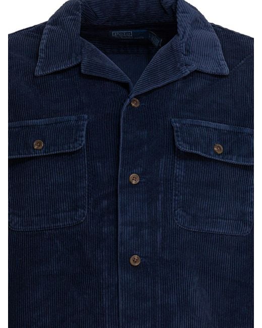 Polo Ralph Lauren Blue Patch-Pockets Long Sleeve Shirt for men