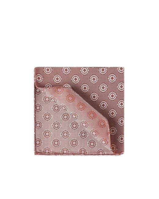 Brunello Cucinelli Pink Medallion Design Pocket Square Scarf for men