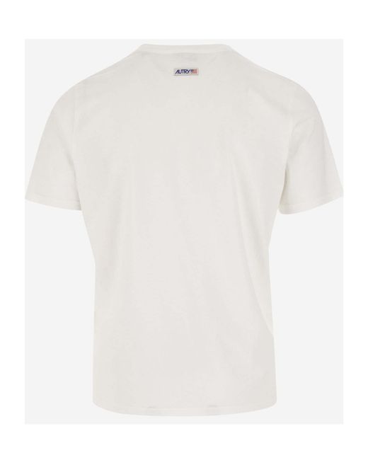Autry White Logo Label Crewneck T-Shirt for men