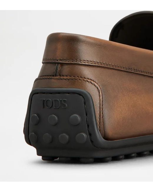 Tod's Brown City Gommino 76L Logo-Detail Loafers for men