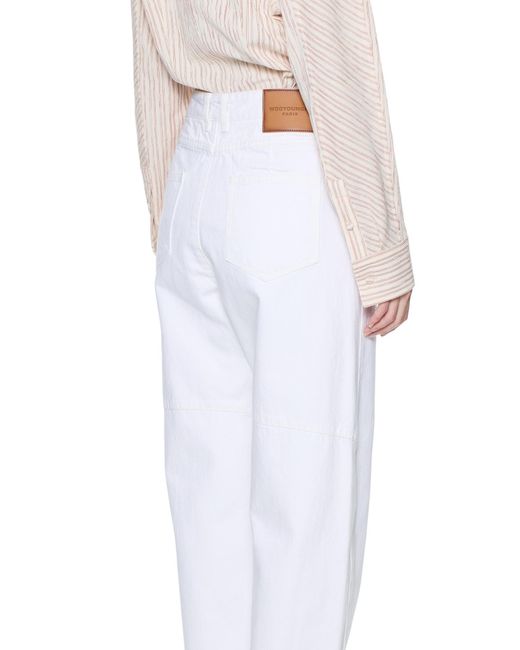 Wooyoungmi White Logo-Patch Panelled Trousers
