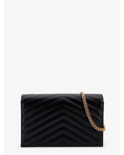 Saint Laurent Black Cassandre Envelope Chain Wallet