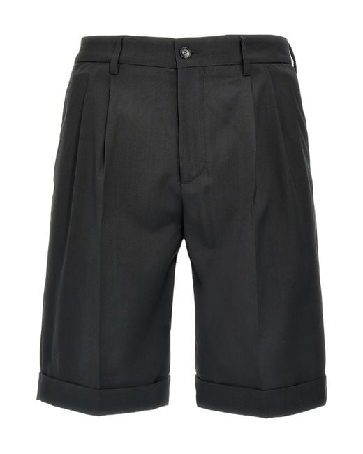 Barena Black Scandola Tropical Turn-Up Hem Bermuda Shorts for men