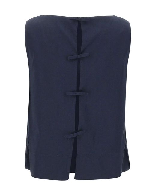 Herno Blue Bow-Back Sleeveless Top